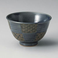 金正陶器 藍市松青海波反4.0丼 28-349-188-te 1セット(3個)（直送品）