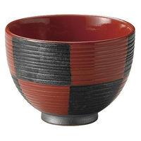 金正陶器 筋彫赤市松夏目4.0丼 28-352-068-mi 1セット(3個)（直送品）