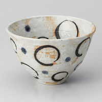 金正陶器 白タタキ紺水玉丸紋飯器 (大) 28-363-168-mi 1セット(3個)（直送品）