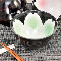 金正陶器 黒釉桜花ゆったり碗 (大) 28-372-178-mi 1セット(3個)（直送品）