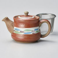 金正陶器 清流赤ポット 小 アミ付 28-393-118-ro 1個（直送品）