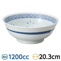 金正陶器 染付 ホタル牡丹 ラーメン丼 28-683-038-ho 1セット(6個)（直送品）