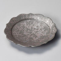 金正陶器 いぶし銀タタキ桔梗丸皿 31-31903-011 1セット(3個)（直送品）