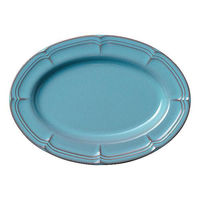 金正陶器 ラフィネ アンティークブルー 25cmオーバルプラター 54-15987048 1個（直送品）
