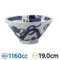 金正陶器 龍柄 龍虎青 八角6.3丼 59-149-A502 1セット(3個)（直送品）