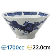金正陶器 龍柄 龍虎青 八角7.0丼 59-149-A503 1個（直送品）