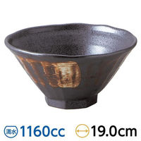 金正陶器 黒結晶 八角6.3丼 59-430-A502 1セット(3個)（直送品）