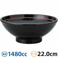 金正陶器 玄よう 黒御影 下絵赤ライン 新玉渕22cm丼 63-11-220-8 1セット(3個)（直送品）