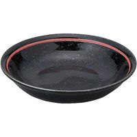 金正陶器 玄よう 黒御影 下絵赤ライン メタ玉14cm深皿 63-11-220-2 1セット(10個)（直送品）