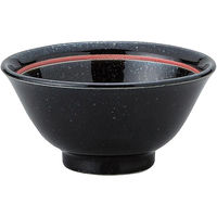 金正陶器 玄よう 黒御影 下絵赤ライン 反12cm碗 63-11-220-17 1セット(10個)（直送品）