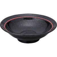 金正陶器 玄よう 黒御影 下絵赤ライン 丸高台22cm深皿 63-11-220-18 1セット(6個)（直送品）