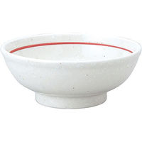 金正陶器 白鳳 粉引 下絵赤ライン 玉渕14cm鉢 63-11-222-12 1セット(6個)（直送品）