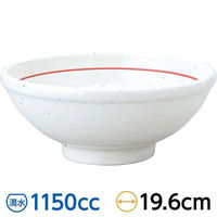 金正陶器 白鳳 粉引 下絵赤ライン 玉渕20cm丼 63-11-222-10 1セット(6個)（直送品）