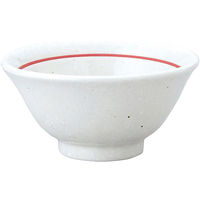 金正陶器 白鳳 粉引 下絵赤ライン 反12cm碗 63-11-222-17 1セット(10個)（直送品）