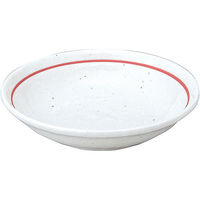 金正陶器 白鳳 粉引 下絵赤ライン メタ玉13cm深皿 63-11-222-3 1セット(10個)（直送品）