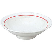 金正陶器 白鳳 粉引 下絵赤ライン 丸高台22cm深皿 63-11-222-18 1セット(6個)（直送品）