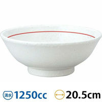 金正陶器 白鳳 粉引 下絵赤ライン 反高台21cm丼 63-11-222-6 1セット(3個)（直送品）