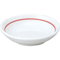 金正陶器 白鳳 粉引 下絵赤ライン メタ玉10cm深皿 63-11-222-4 1セット(10個)（直送品）