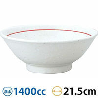 金正陶器 白鳳 粉引 下絵赤ライン 反高台22cm丼 63-11-222-5 1セット(3個)（直送品）