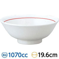 金正陶器 白鳳 粉引 下絵赤ライン 反高台20cm丼 63-11-222-7 1セット(6個)（直送品）