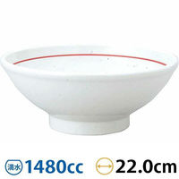 金正陶器 白鳳 粉引 下絵赤ライン 新玉渕22cm丼 63-11-222-8 1セット(3個)（直送品）