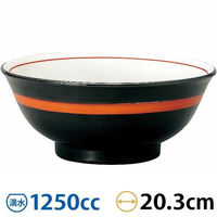 金正陶器 手巻丼 反高台21cm丼 黒巻赤帯 63-11-224-10 1セット(3個)（直送品）
