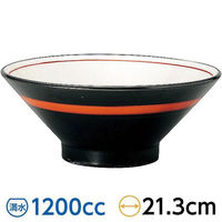 金正陶器 手巻丼 切立高台22cm丼 黒巻赤帯 63-11-224-11 1セット(3個)（直送品）