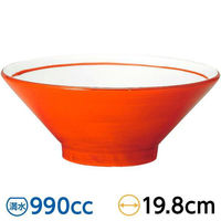 金正陶器 手巻丼 切立高台20cm丼 朱巻 63-11-223-4 1セット(6個)（直送品）