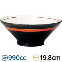 金正陶器 手巻丼 切立高台20cm丼 黒巻赤帯 63-11-224-12 1セット(3個)（直送品）