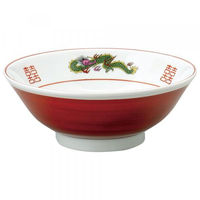 金正陶器 三つ龍ラーメン丼 赤巻反高台22cm丼 三つ龍 63-11-224-17 1セット(3個)（直送品）