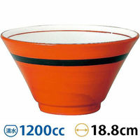 金正陶器 手巻丼 切立19cm深丼 朱巻黒帯 63-11-224-7 1セット(3個)（直送品）