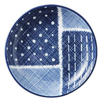 金正陶器 古青藍 藍格子 10cm丸皿 65-52283110 1セット(6個)（直送品）