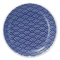 金正陶器 青海波 青 10cm丸皿 65-52284010 1セット(10個)（直送品）