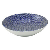 金正陶器 青海波 青 17.5cm浅ボウル 65-52284014 1セット(6個)（直送品）