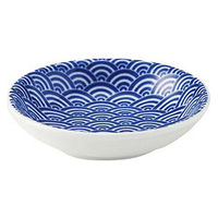 金正陶器 青海波 青 8cm浅ボウル 65-52284017 1セット(10個)（直送品）