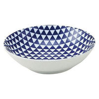 金正陶器 山格子 青 13.5cm浅ボウル 65-52289015 1セット(6個)（直送品）