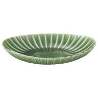 金正陶器 かすみ 緑 楕円皿 大 65-56171075 1セット(3個)（直送品）