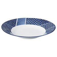 金正陶器 古青藍 藍格子 27.5cm浅鉢 65-56783159 1セット(3個)（直送品）