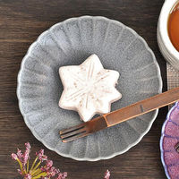 金正陶器 アッシュグレー菊型3.5皿 g-2329-01 1セット(10個)（直送品）