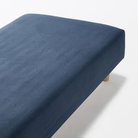 無印良品 綿フランネルボックスシーツ Ｄ １４０×２００×１８‐２８ｃｍ用 ネイビー 良品計画