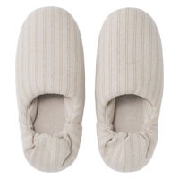 無印良品 綿フランネルかかとにフィットするルームシューズ Ｍ ２３．５～２５ｃｍ用 ベージュストライプ 良品計画