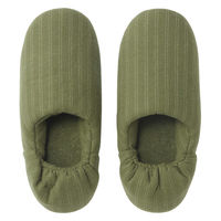 無印良品 綿フランネルかかとにフィットするルームシューズ Ｍ ２３．５～２５ｃｍ用 グリーンストライプ 良品計画