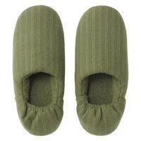 無印良品 綿フランネルかかとにフィットするルームシューズ Ｌ ２５～２６．５ｃｍ用 グリーンストライプ 良品計画