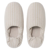 無印良品 綿フランネルかかとにフィットするルームシューズ Ｌ ２５～２６．５ｃｍ用 ベージュストライプ 良品計画