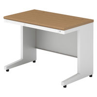 【組立設置込】プラス US-2 平机 幅1000×奥行600mm ミディアムウッド×ホワイト US-NS106H T2/W4 1台（直送品）