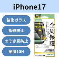 iPhone17 ガラスフィルム 高透明 覗き見防止 上下左右視線ブロック ブラック PM-A25AFLGFPF エレコム 1個（直送品）