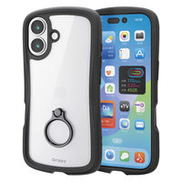 iPhone17 ケース ハイブリッド 衝撃吸収 リング付 Grippy ブラック PM-A25AGRPFRBK エレコム 1個（直送品）
