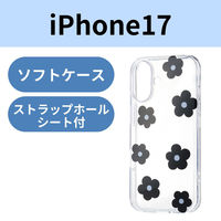 iPhone17 ケース ソフト 衝撃吸収 花柄デザイン ブラック PM-A25AIMLFLBK エレコム 1個（直送品）