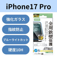 iPhone17 Pro ガラスフィルム 高透明 ブルーライトカット 薄型 ブラック PM-A25CFLGFOBL エレコム 1個（直送品）