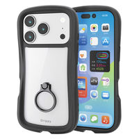 iPhone17 Pro ケース ハイブリッド 衝撃吸収 リング付 ブラック PM-A25CGRPFRBK エレコム 1個（直送品）